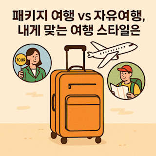 패키지 여행과 자유여행 비교 블로그 썸네일