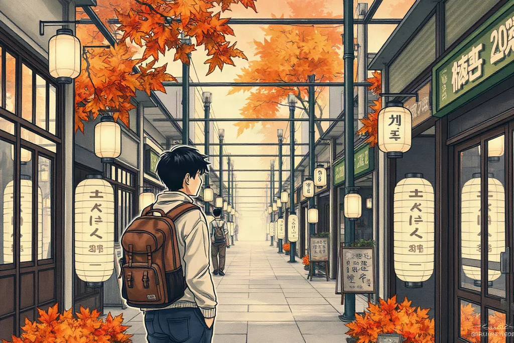가을 일본 거리