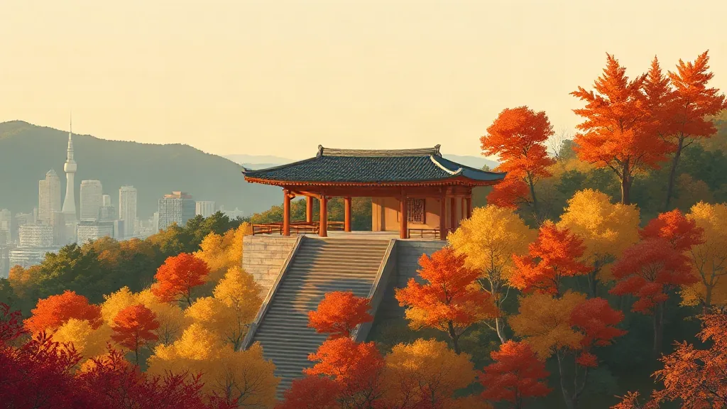 교토 사찰 무대와 가을 단풍